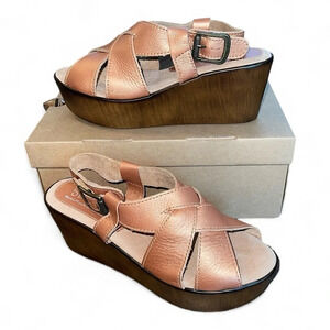 Sbicca Metallic Rose Gold Wedge Sandals